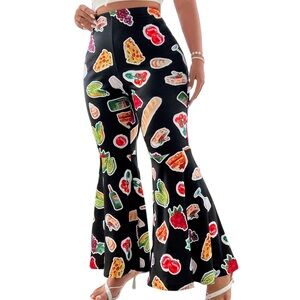 Women's Flared Pants With Food Print